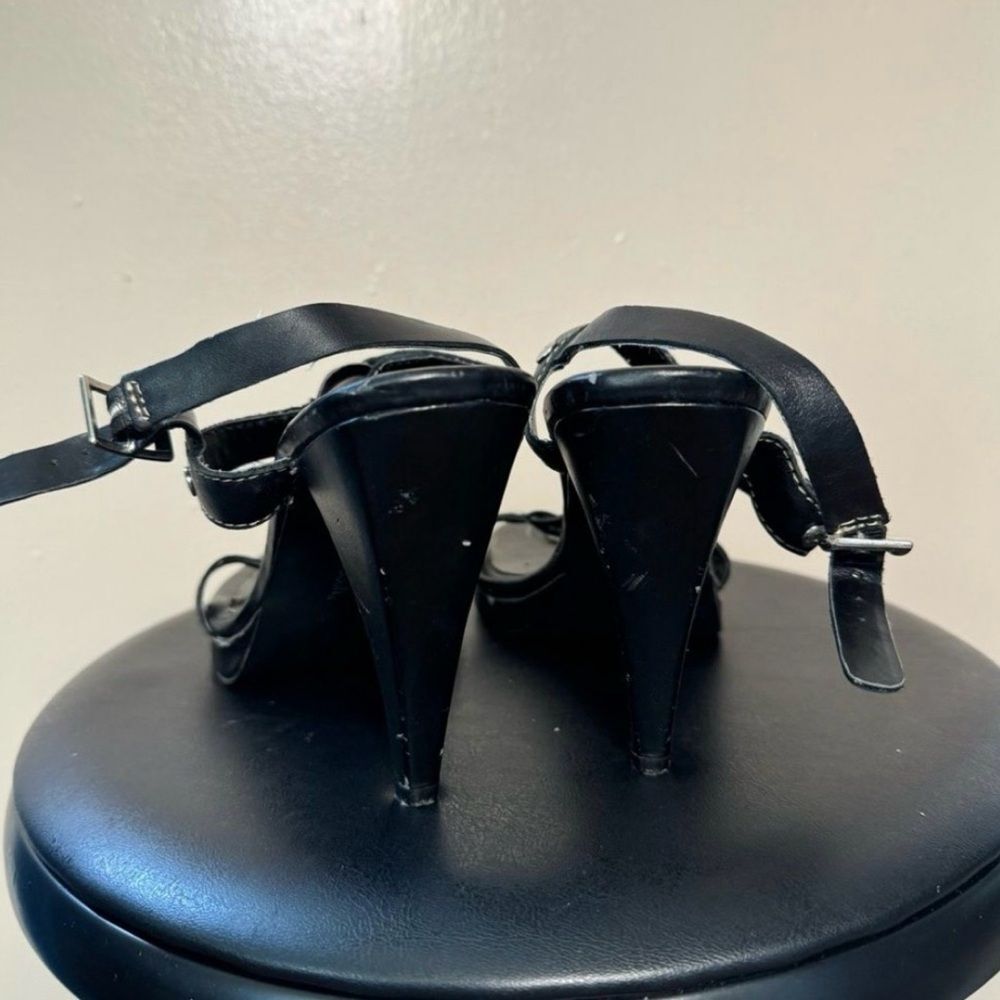 SALE! Black Harley-Davidson High Heeled Leather Sandals Size 8 EUC - Picture 3 of 7